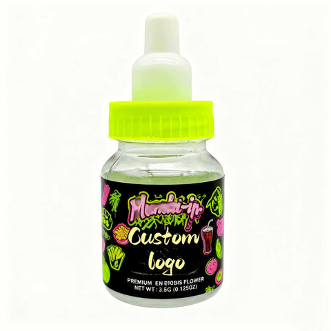 Custom 3.5g 50ml PET Baby Bottles with Custom Labels - SpacyGas