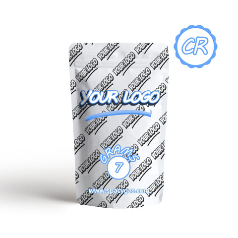 Custom 7 Gram Mylar Bag 4"x 6.5", Child Proof Zipper - SpacyGas