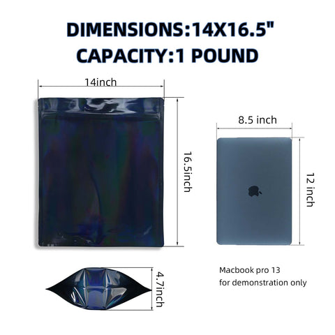Pound Mylar Bag 14x16.5 inch Cosmic Black - SpacyGas