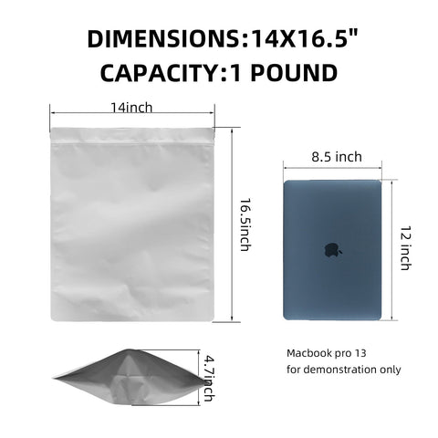 Pound Mylar Bag 14x16.5 inch Matte White - SpacyGas