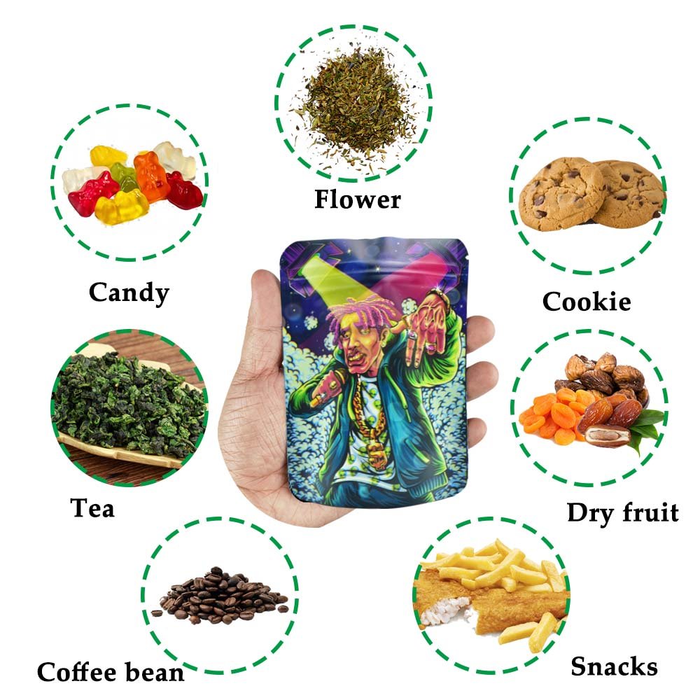 100 Pack Rapper Custom Designed 3.5 Gram Mylar Bags Empty Packaging ...